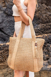 Izola Straw Carry All Tassel Tote - Stylish & Versatile, Totes, $ 51.95, A Moment Of Now™